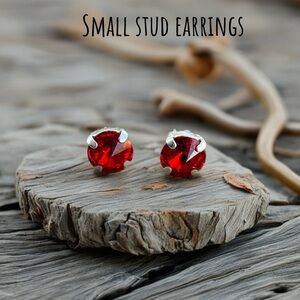 Handcrafted earrings with red Swarovski crystal